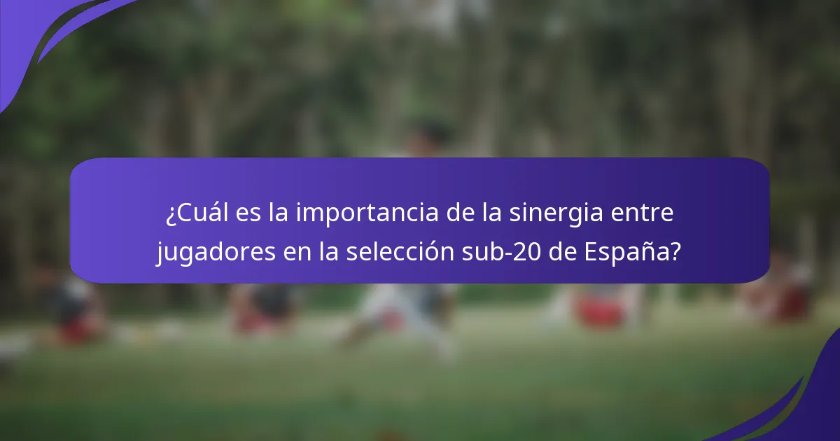 ¿Cuál es la importancia de la sinergia entre jugadores en la selección sub-20 de España?