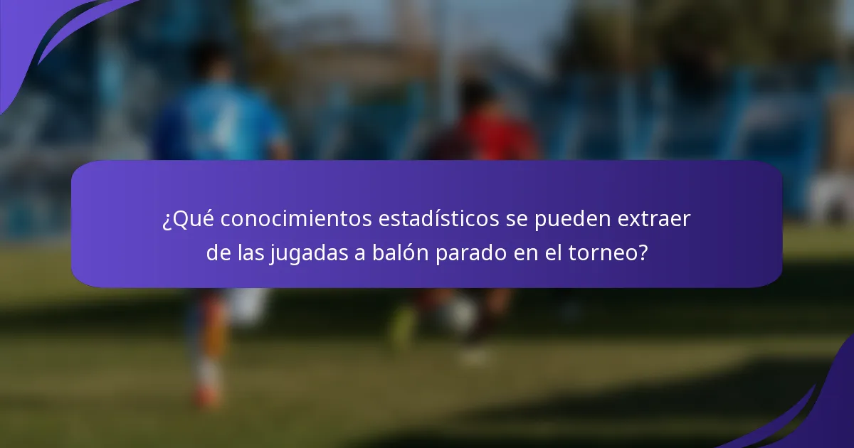 ¿Qué conocimientos estadísticos se pueden extraer de las jugadas a balón parado en el torneo?
